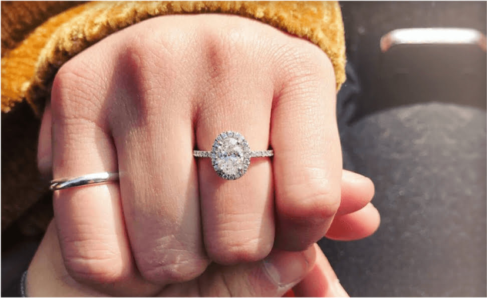 Hand Wearing Engagement Ring