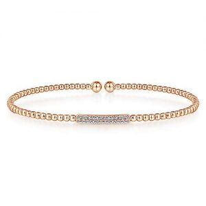 14K Rose Gold Bujukan Bead Cuff Bracelet with Diamonds