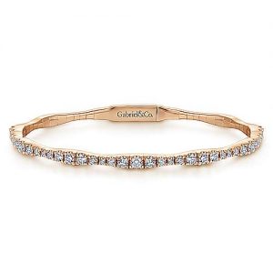 14K Rose Gold Diamond Station Bangle