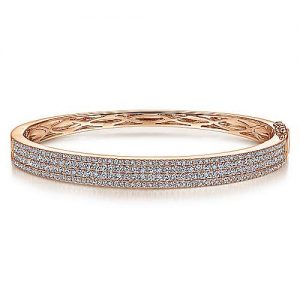 14K Rose Gold Four Row Diamond Bangle