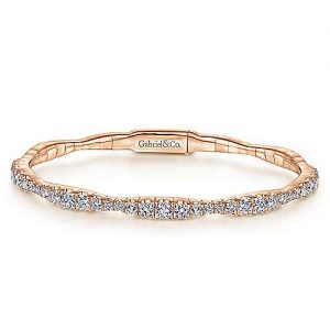 14K Rose Gold Graduating Diamond Station Bangle