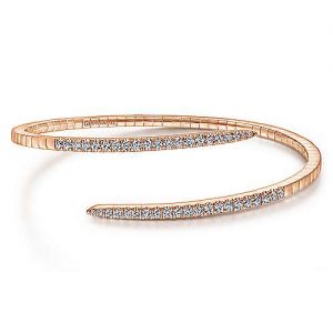 14K Rose Gold Split Bypass Diamond Bangle