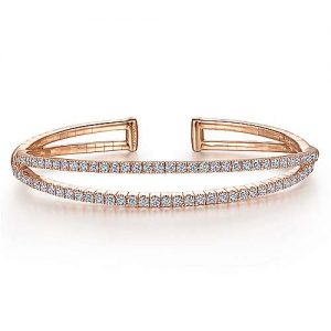 14K Rose Gold Split Diamond Cuff