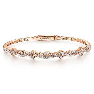 14K Rose Gold Twisted Diamond Bangle