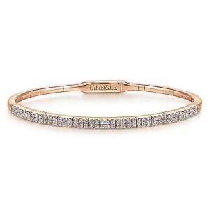 14K Rose Gold Two Row Diamond Bangle