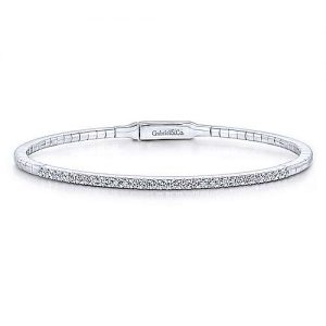 14K White Gold Diamond Bangle