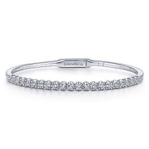 14K White Gold Diamond Bangle