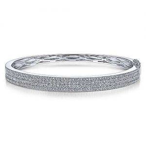14K White Gold Diamond Bangle