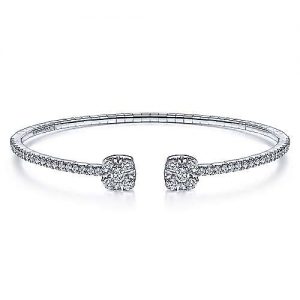 14K White Gold Diamond Bangle