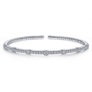 14K White Gold Diamond Bangle