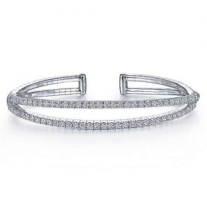 14K White Gold Split Diamond Cuff