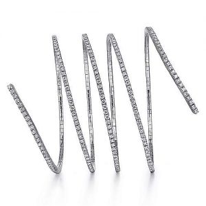 14K White Gold Wraparound Diamond Bangle