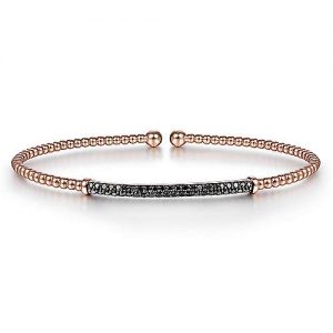 14K White-Rose Gold Black Diamond Bangle