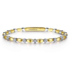 14K White-Yellow Gold Diamond Bangle