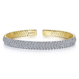 14K White-Yellow Gold Diamond Bangle