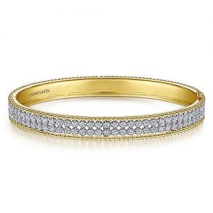 14K White-Yellow Gold Diamond Bangle