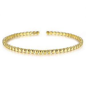 14K Yellow Gold Beaded Cuff Bracelet