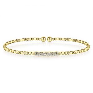14K Yellow Gold Bujukan Bead Cuff Bracelet with Diamonds