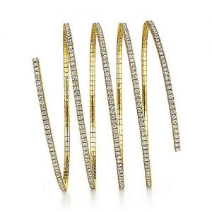 14K Yellow Gold/Diamond Wraparound Spiral Bangle