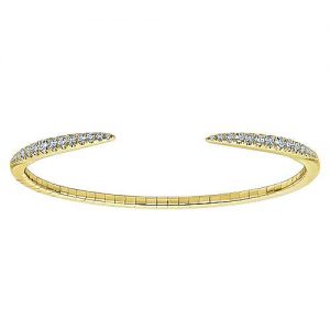 14K Yellow Gold Split Diamond Spike Bangle