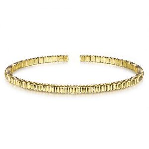 14K Yellow Gold Textured Cuff Bracelet