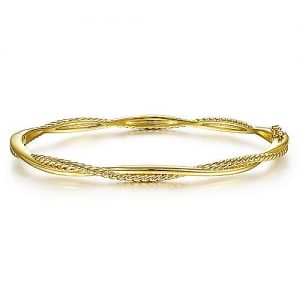 14K Yellow Gold Twisted Rope Bangle Bracelet