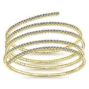 14K Yellow Gold Wraparound Diamond Bangle