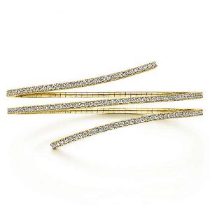 14K Yellow Gold Wraparound Diamond Bangle
