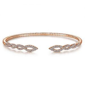 Split 14K Rose Gold Twisted Diamond Bangle