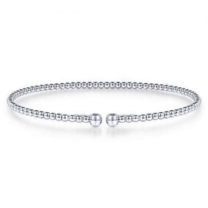 Split 14K White Gold Beaded Bujukan Bangle
