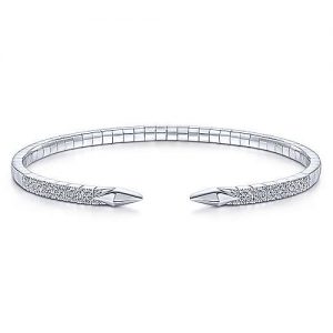 Split 14K White Gold Diamond Spear Bangle