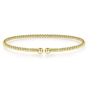 Split 14K Yellow Gold Beaded Bujukan Bangle